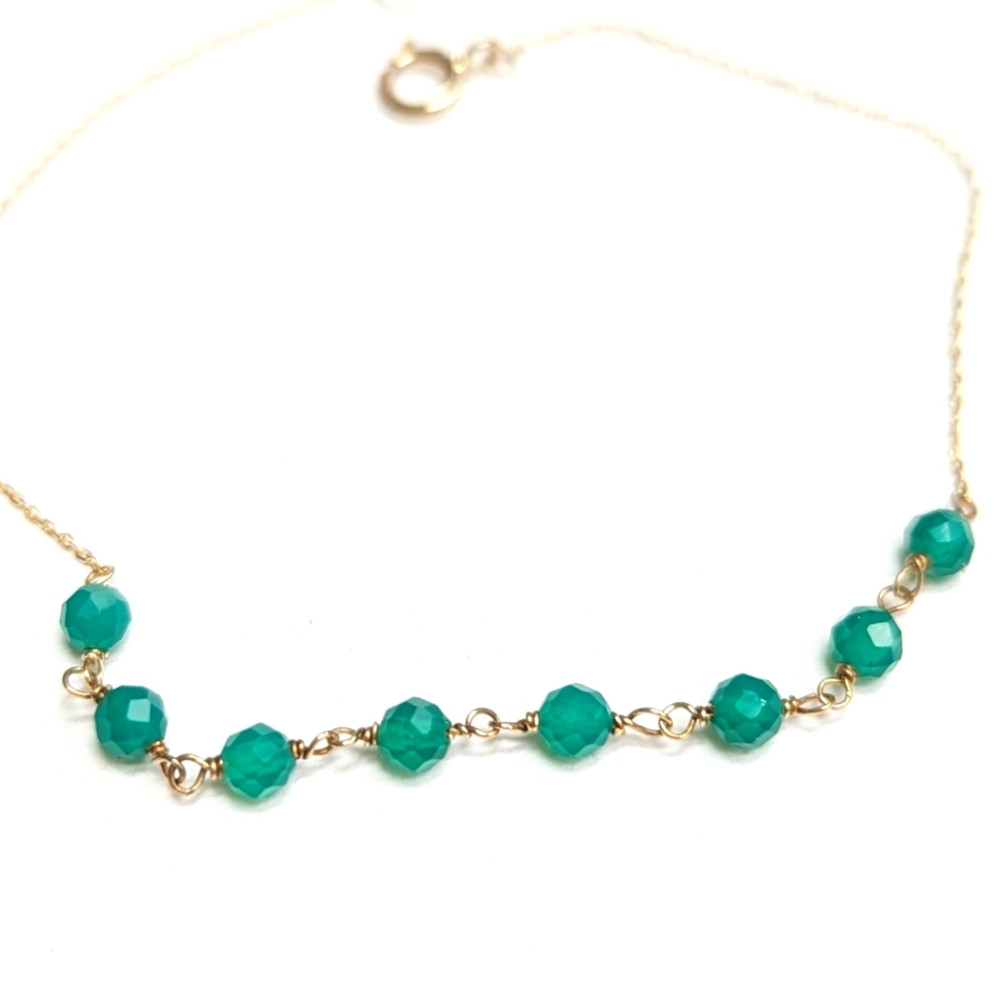 14k Gold and Green Onyx Bracelet